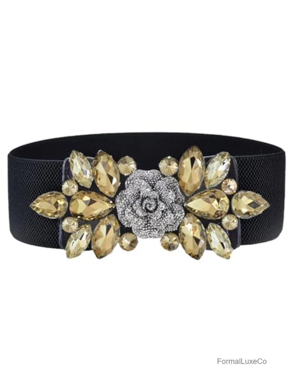 Stretchy Rhinestone Wide Belt Elastic Crystal Thick Belts Fashion Waist